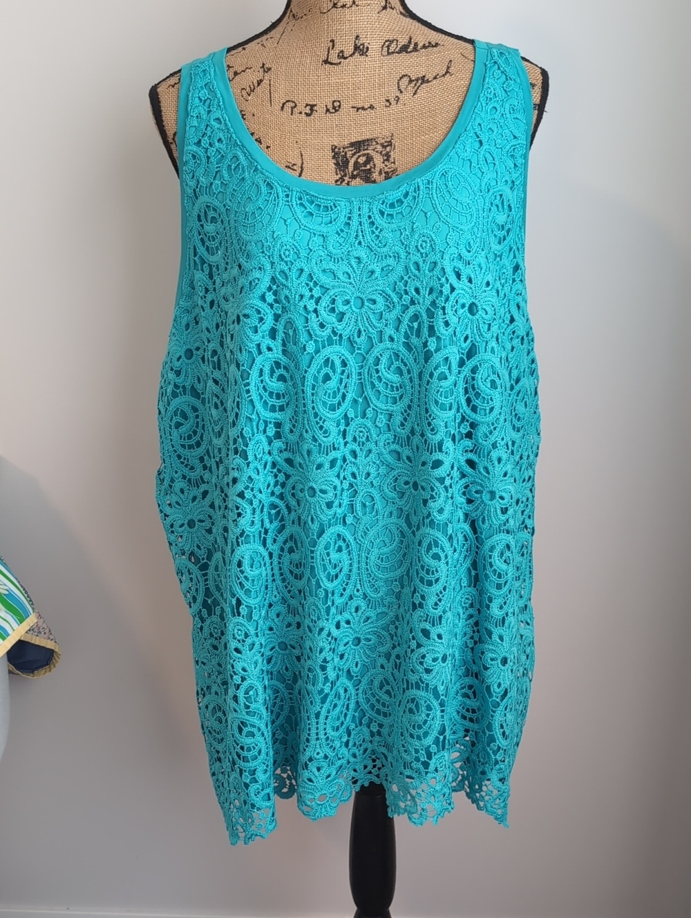 Lane Bryant Turquoise Crochet Lace Tank